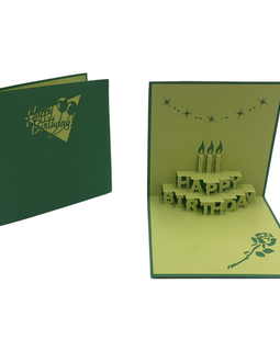 Happy Birthday Card - Green Candle