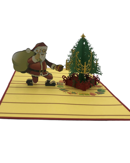 Christmas Card Santa with Christmas Tree