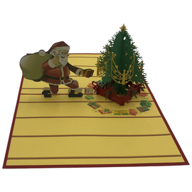 Christmas Card Santa with Christmas Tree
