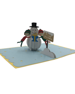 Snowman with kids Christmas Card
